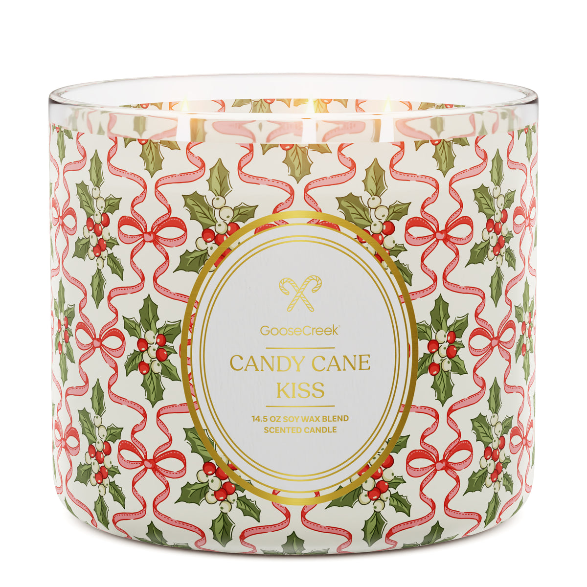 Candy Cane Kiss Large 3-Wick Candle - Festive Peppermint &amp
