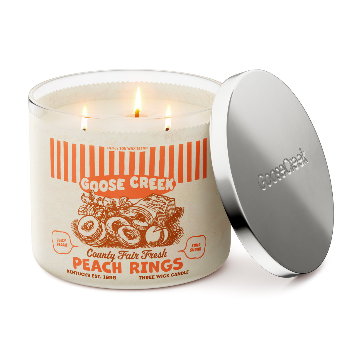 Peach Rings Large 3-Wick Candle - Delicious Peach and Gummy Candy