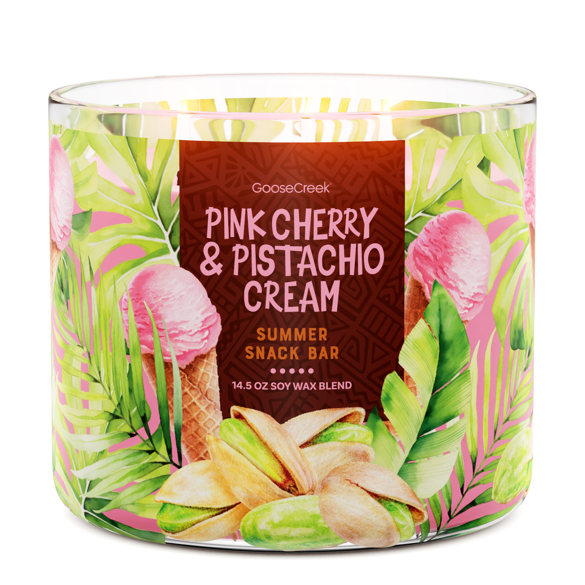  creek candle キャンドル　2芯　ジャー　グース　クリーク Pink Cherry & Pistachio Cream 3-Wick Candle – Goose Creek Candle