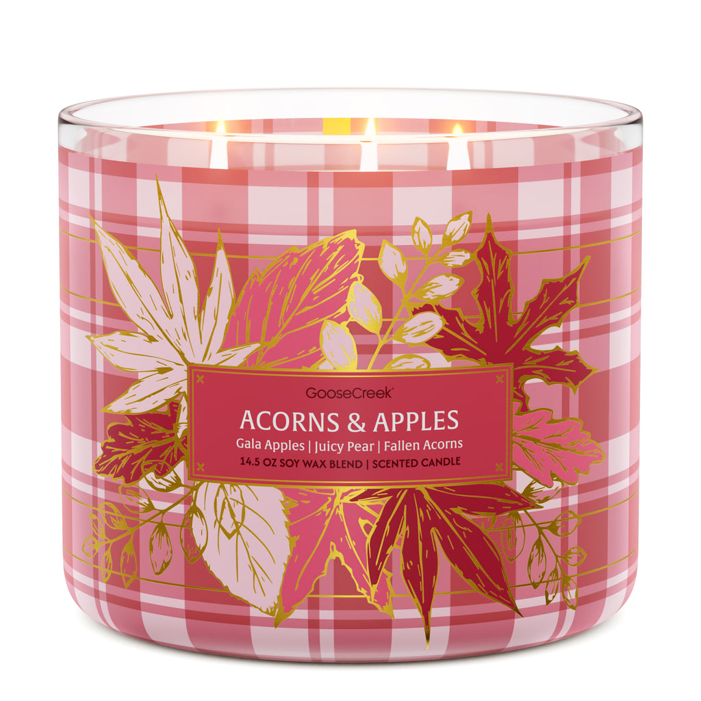 Acorns & Apples 3-Wick Candle - Authentic Fall Fragrance for