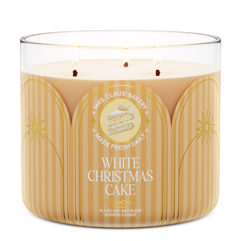 White Christmas Cake 3-Wick Candle