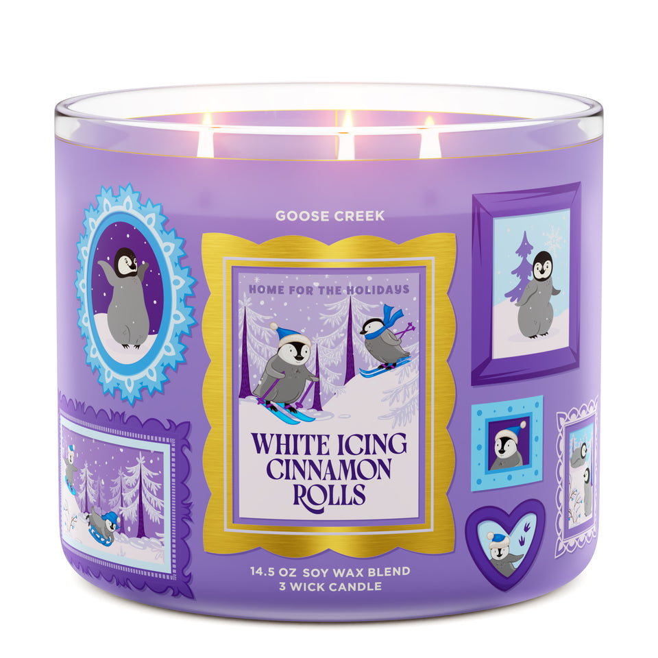 White Icing Cinnamon Roll 3-Wick Candle